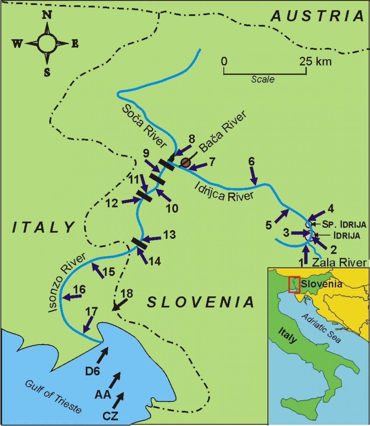 Kat jeyografik nan soca larivyè lefrat Sloveni